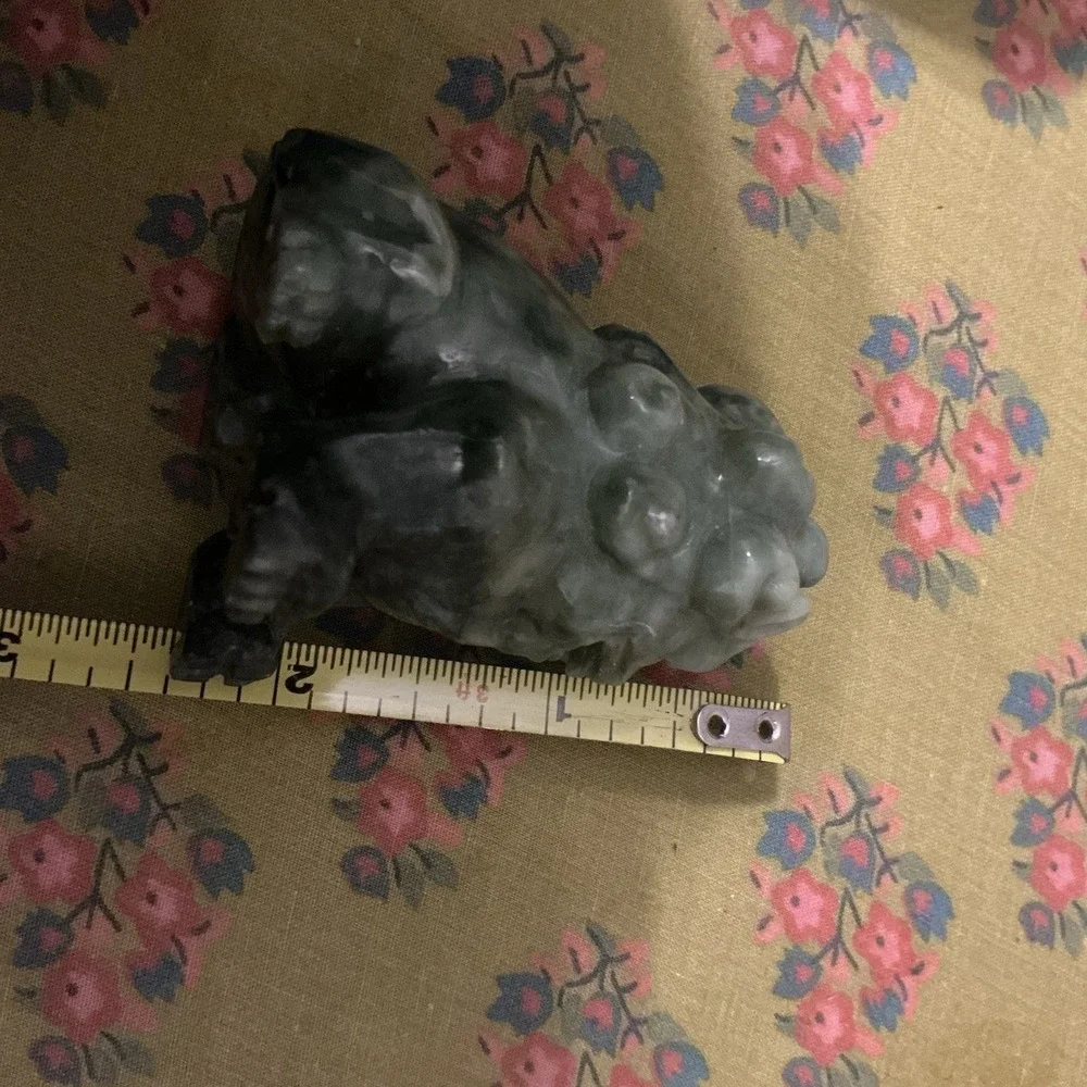 Vintage Hand‎ Carved JADE FOO DOG Stone Figurine Statue 2.5